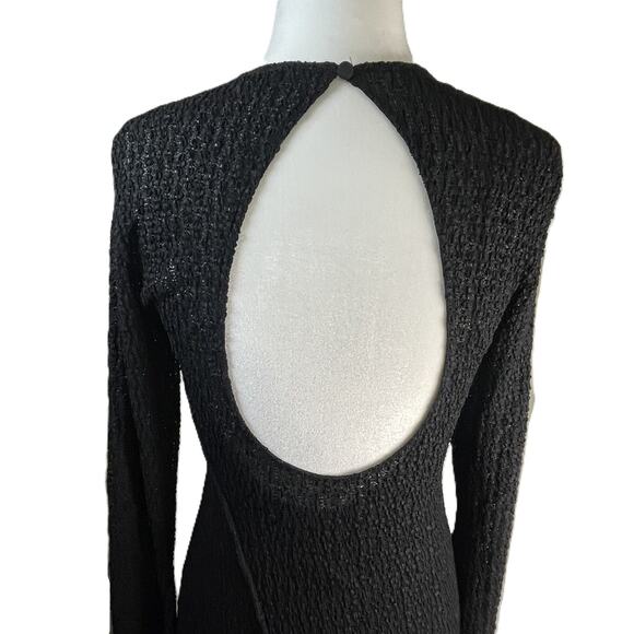 Zara Black Gothic Maxi Dress M Open Back Witchy Fairy Goth Glam Evening Gown - Picture 5 of 15